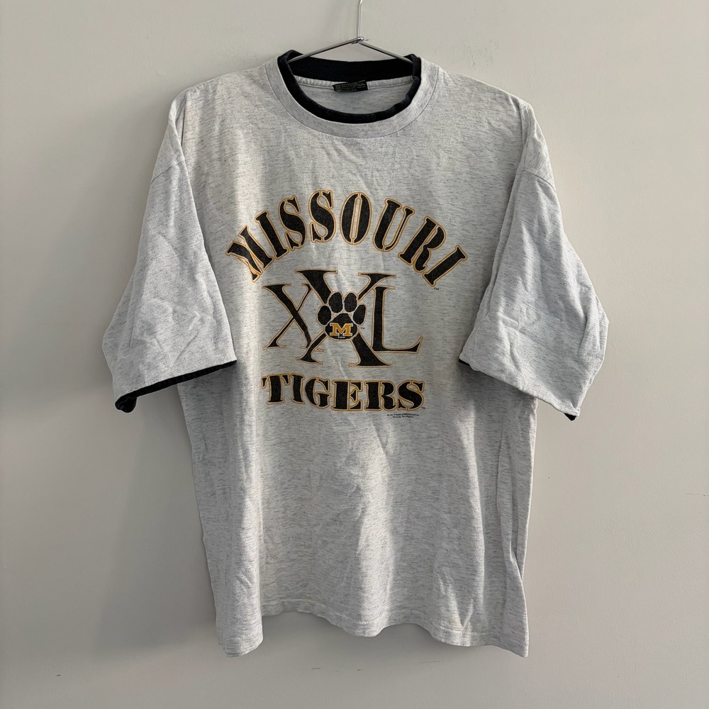 Vintage 1991 Missouri Tigers TSI T-Shirt Grey XL Made in USA